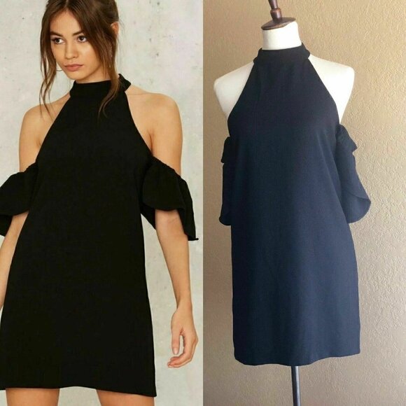 Nasty Gal Dresses & Skirts - Nasty Gal Womens Black Ginny Halter Cold Shoulder